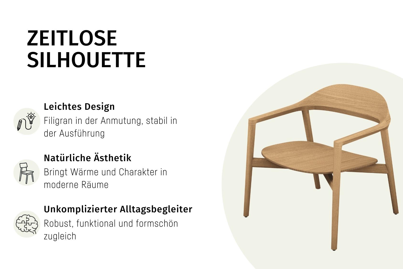 Der se:café wooden chair mit zeitloser Silhouette, leichtem, filigranem Design aus hellem Holz, das Wärme und Charakter in moderne Räume bringt.