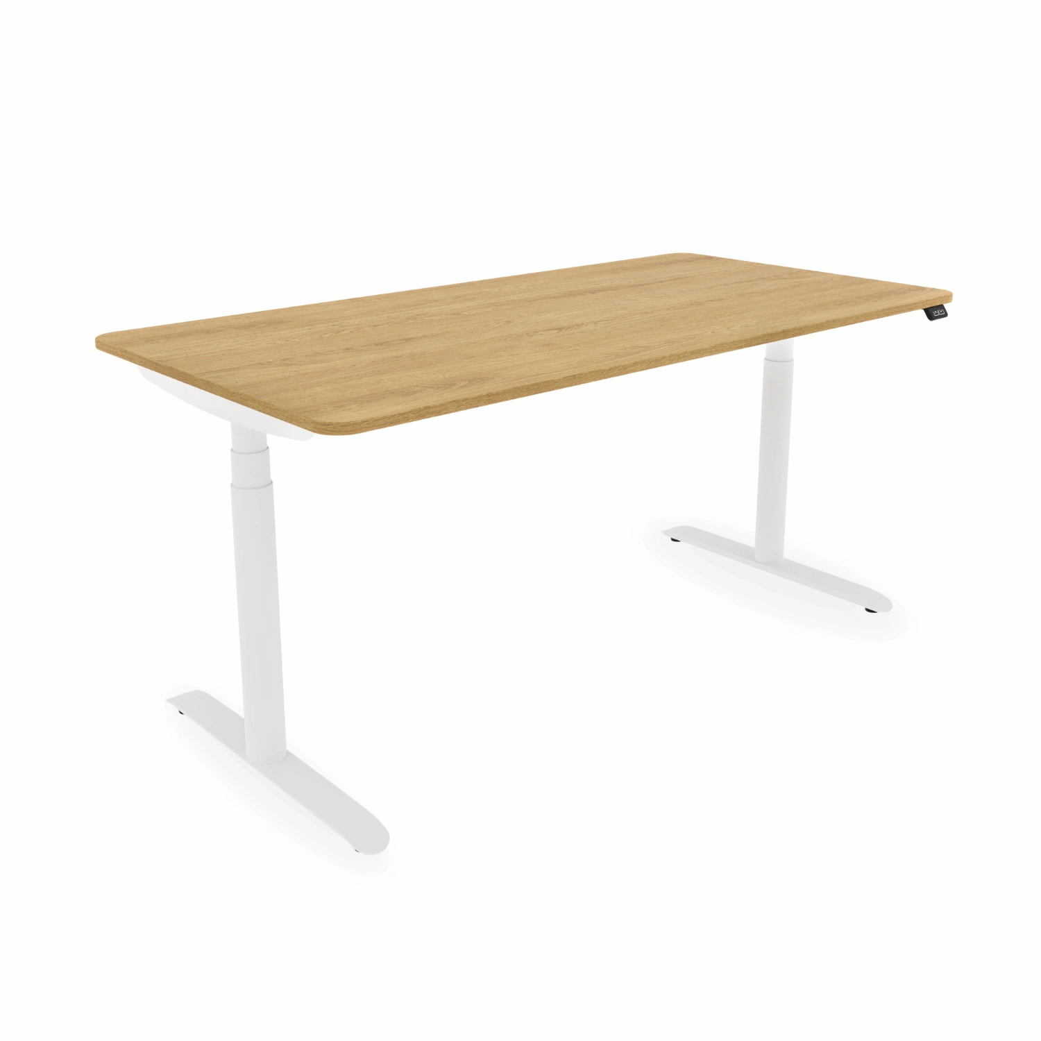 se:lab e-desk Schreibtisch von Sedus mit weißem Gestell, Holzplatte in Eiche, höhenverstellbar