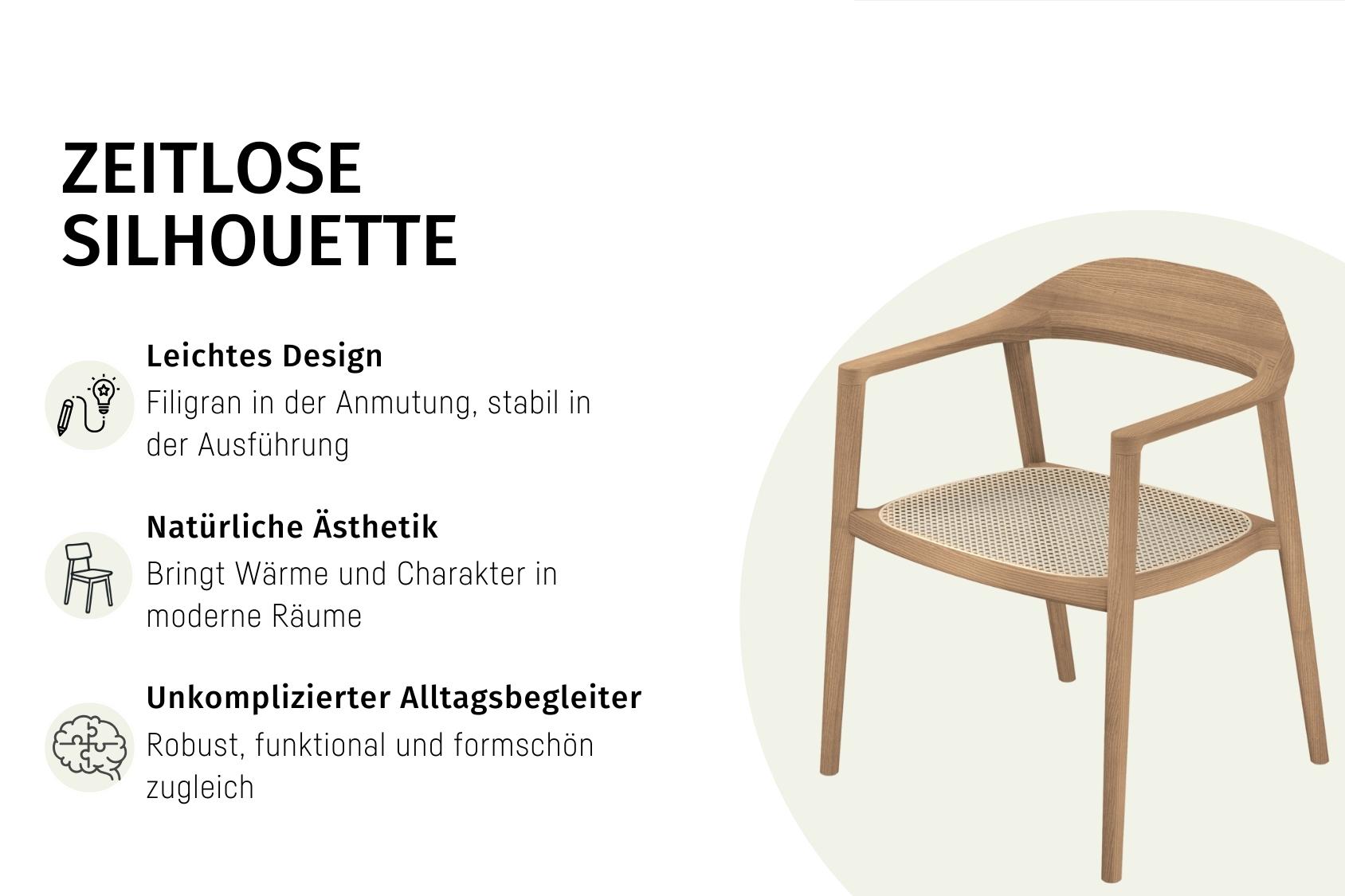 se:café wooden chair mit Wiener Geflecht, leichter Holzstuhl mit filigraner, stabiler Konstruktion und natürlicher, warmer Optik