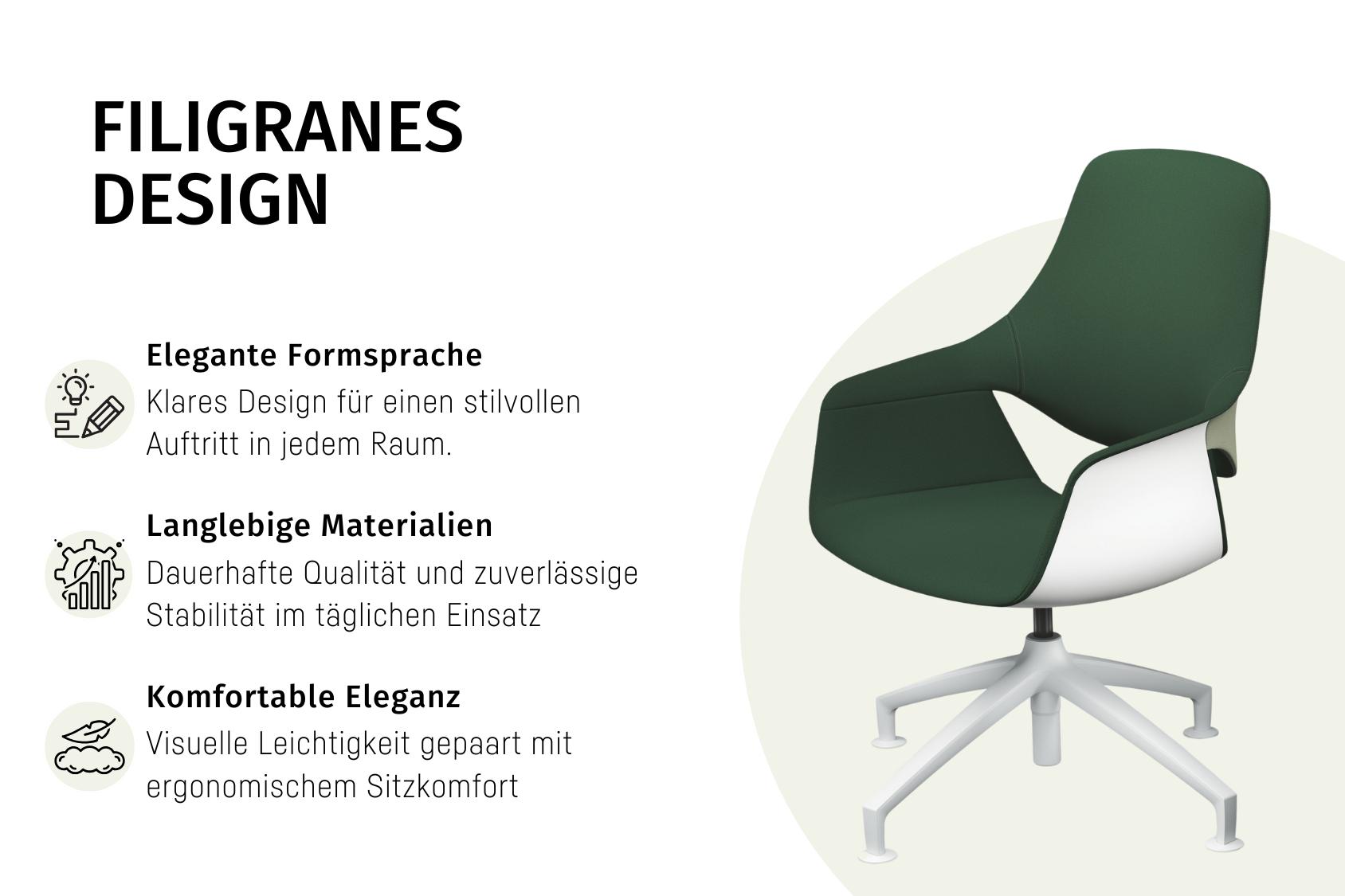 Der se:mission Stuhl mit elegantem, klarem Design, langlebigen Materialien und ergonomischem Sitzkomfort