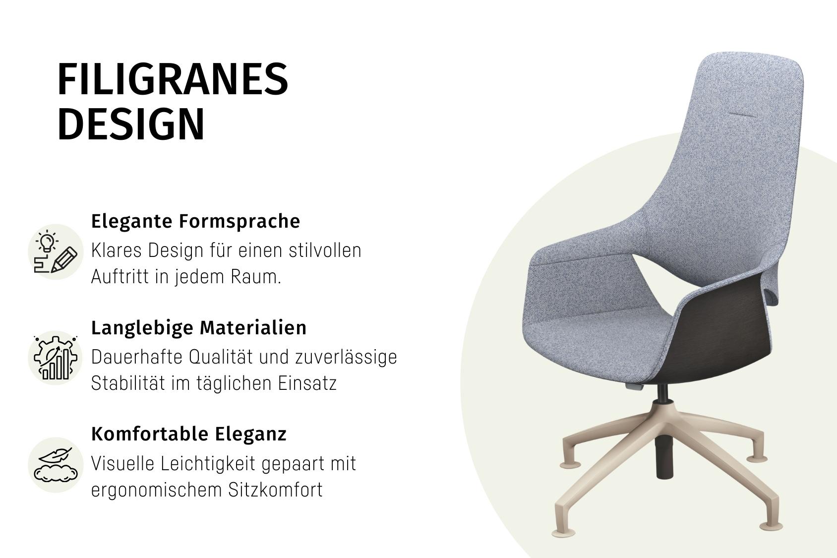 Der se:mission Stuhl mit elegantem, klarem Design, langlebigen Materialien und ergonomischem Sitzkomfort