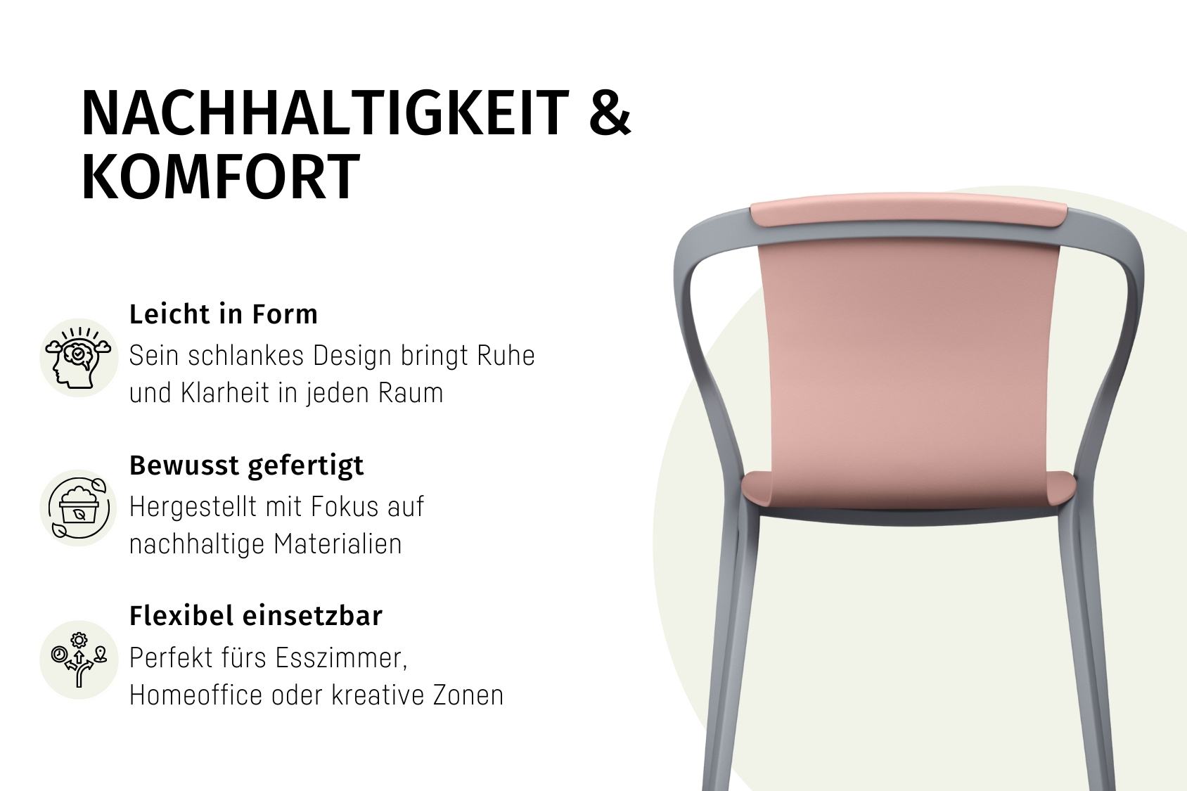 Der se:mood mit Kunststoffgestell und Schale, schlankes Design für Ruhe, nachhaltig gefertigt, flexibel für Esszimmer, Homeoffice und kreative Zonen
